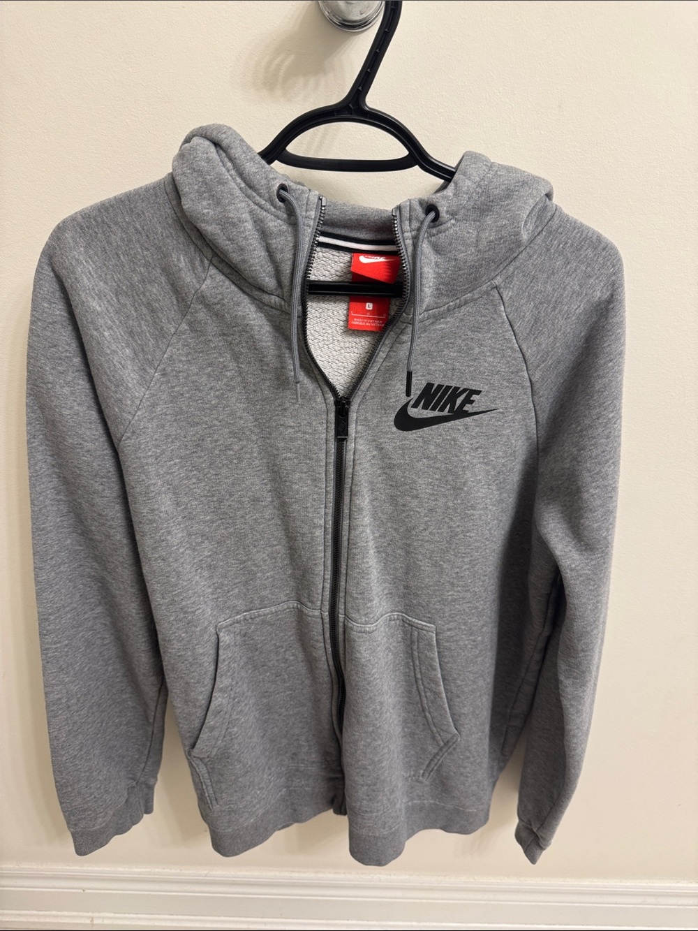 Nike Gray Full-Zip Hoodie with Black Swoosh